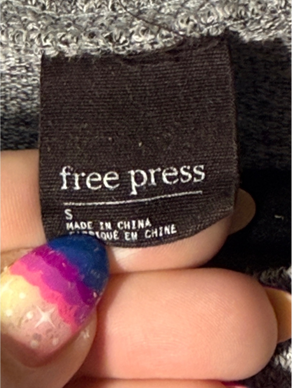 Free Press Women's Grey Sweatshirt and Shorts Lounge Set with Rainbow Stripe - Picture 4 of 7